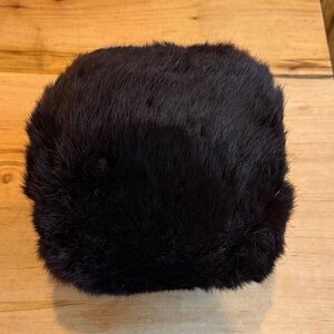 Vintage Black Faux Fur Hand Muff